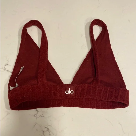 Alo Yoga Ribbed Take Comfort Bra in Cranberry Red - Picture 3 of 6
